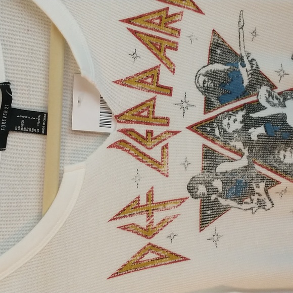 NWT Def Leppard World Tour 1992 Ivory Multi Long Sleeve Thermal Shirt, Sz L - Picture 2 of 8